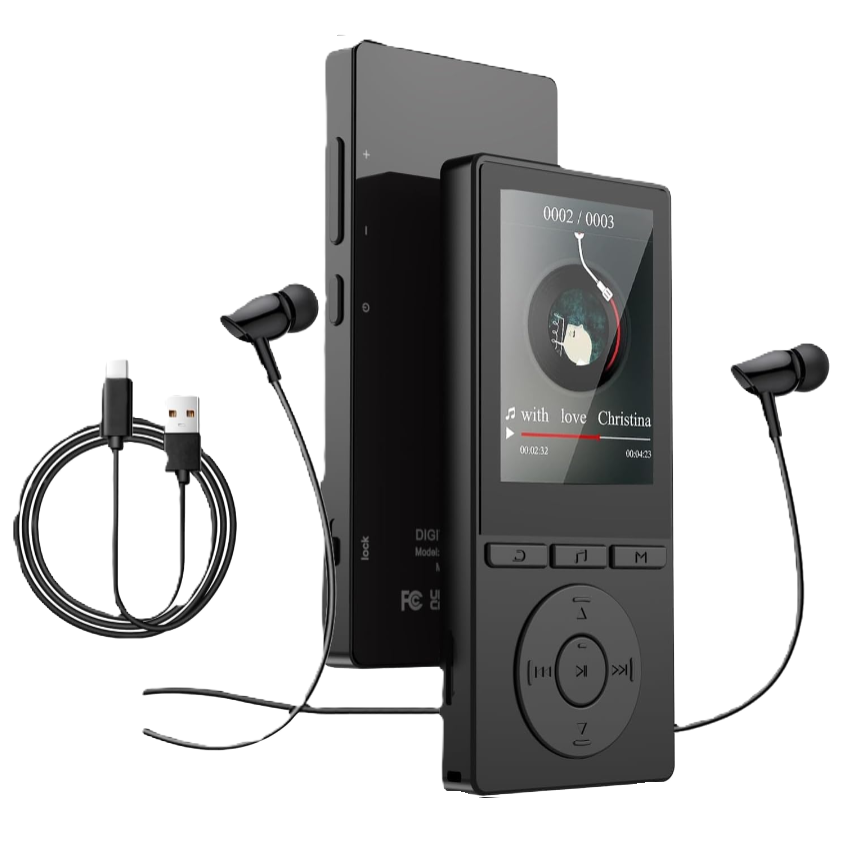 64GB MP3 Player with Bluetooth 5.3, Music Player with HiFi Sound for Sports Runners, 2.4" Screen MP3 Player Built in HD Speaker Voice Recorder FM Radio E-Book, Expanded Up to 128GB