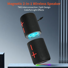 Load image into Gallery viewer, 2 in 1 Magnetic Dual Splittable Bluetooth Speaker, IPX6 Waterproof Split Portable Wireless Speaker with 20W Loud Stereo Sound, Bluetooth V5.3, 24H Playtime, Multiple pairing for Home,Outdoor or Travel
