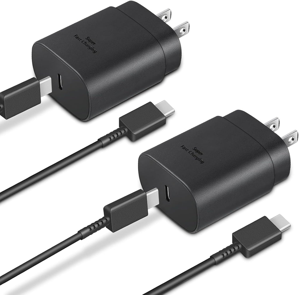 Type C Charger 25W Type C Fast Charging Block with 6ft USB C Charger Cable Compatible with Galaxy S25 S24 S23 S22 S21+/Phone 17/16/16 Pro Max/15/15 Pro Max/15 Plus-Black