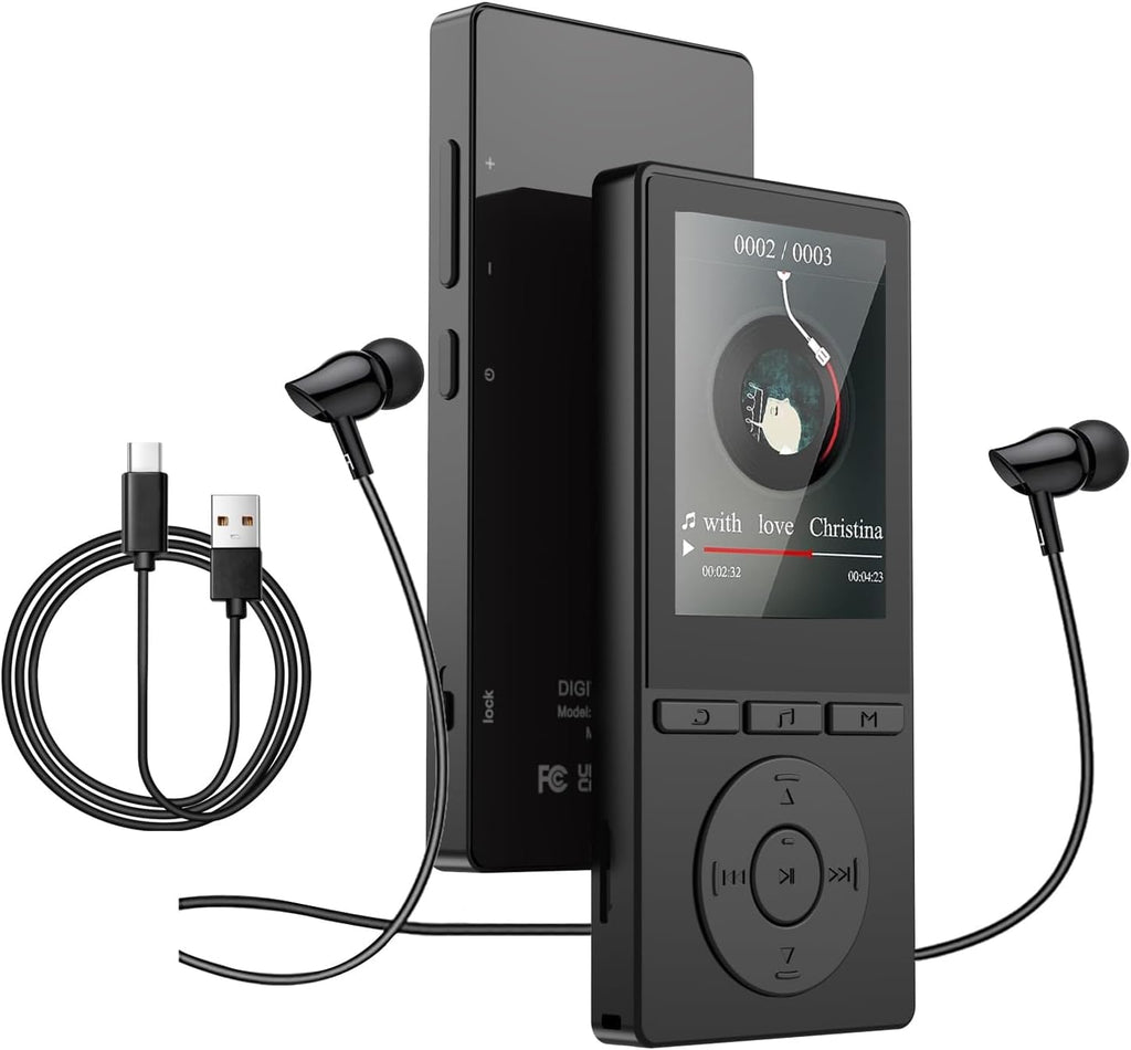 64GB MP3 Player with Bluetooth 5.3, Music Player with HiFi Sound for Sports Runners, 2.4" Screen MP3 Player Built in HD Speaker Voice Recorder FM Radio E-Book, Expanded Up to 128GB
