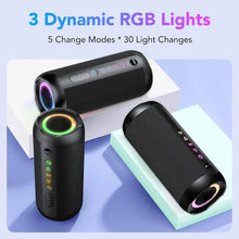 Load image into Gallery viewer, Portable Bluetooth Speaker, Bluetooth 5.4 Speaker, 30W Dual Speaker, 2.0 Channel, Deep Bass, 30H Playtime, Colorful RGB Lights, IPX7 Waterproof, TWS pairing for Outdoor/Home/Party/Travel, Gift Ideas