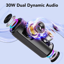 Load image into Gallery viewer, Portable Bluetooth Speaker, Bluetooth 5.4 Speaker, 30W Dual Speaker, 2.0 Channel, Deep Bass, 30H Playtime, Colorful RGB Lights, IPX7 Waterproof, TWS pairing for Outdoor/Home/Party/Travel, Gift Ideas