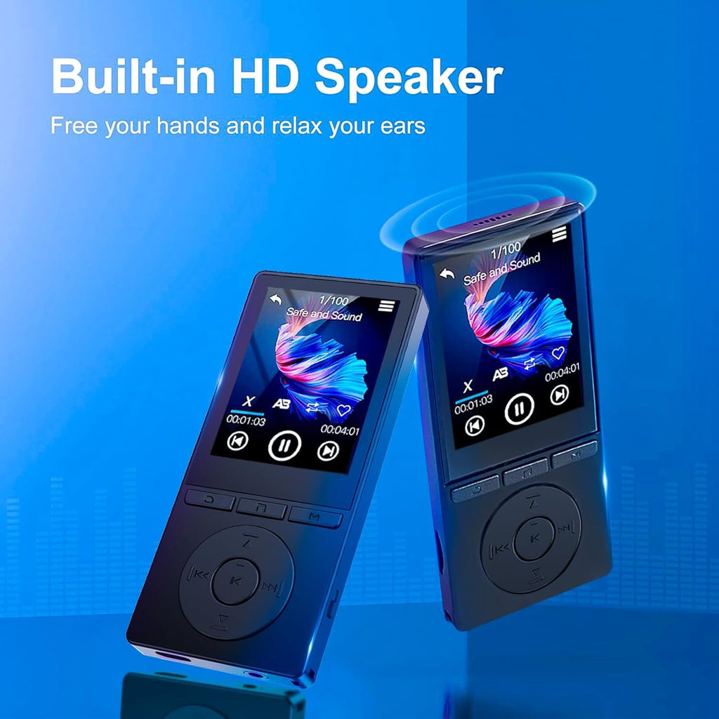 64GB MP3 Player with Bluetooth 5.3, Music Player with HiFi Sound for Sports Runners, 2.4" Screen MP3 Player Built in HD Speaker Voice Recorder FM Radio E-Book, Expanded Up to 128GB