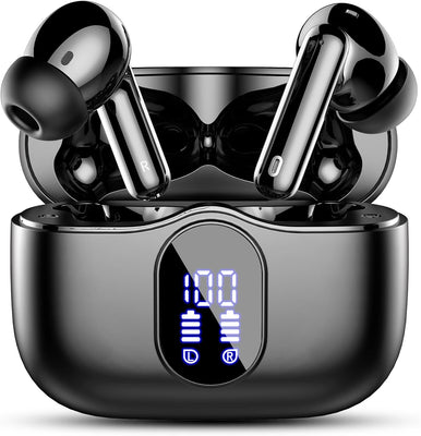 Wireless Earbuds, Bluetooth 5.4 Headphones Bass Stereo, Ear Buds with Noise Cancelling Mic, LED Display in Ear Earphones Clear Calls, IP7 Waterproof Bluetooth Earbuds for Laptop/Phones/Sports