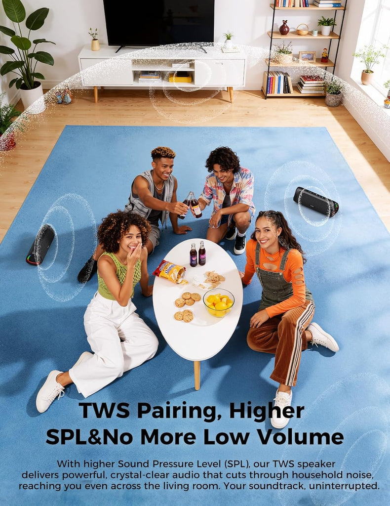 Bluetooth Speaker with HD Sound, Portable Wireless, IPX5 Waterproof, Up to 20H Playtime, TWS Pairing, BT5.3, for Home/Party/Outdoor/Beach, Electronic Gadgets, Birthday Gift