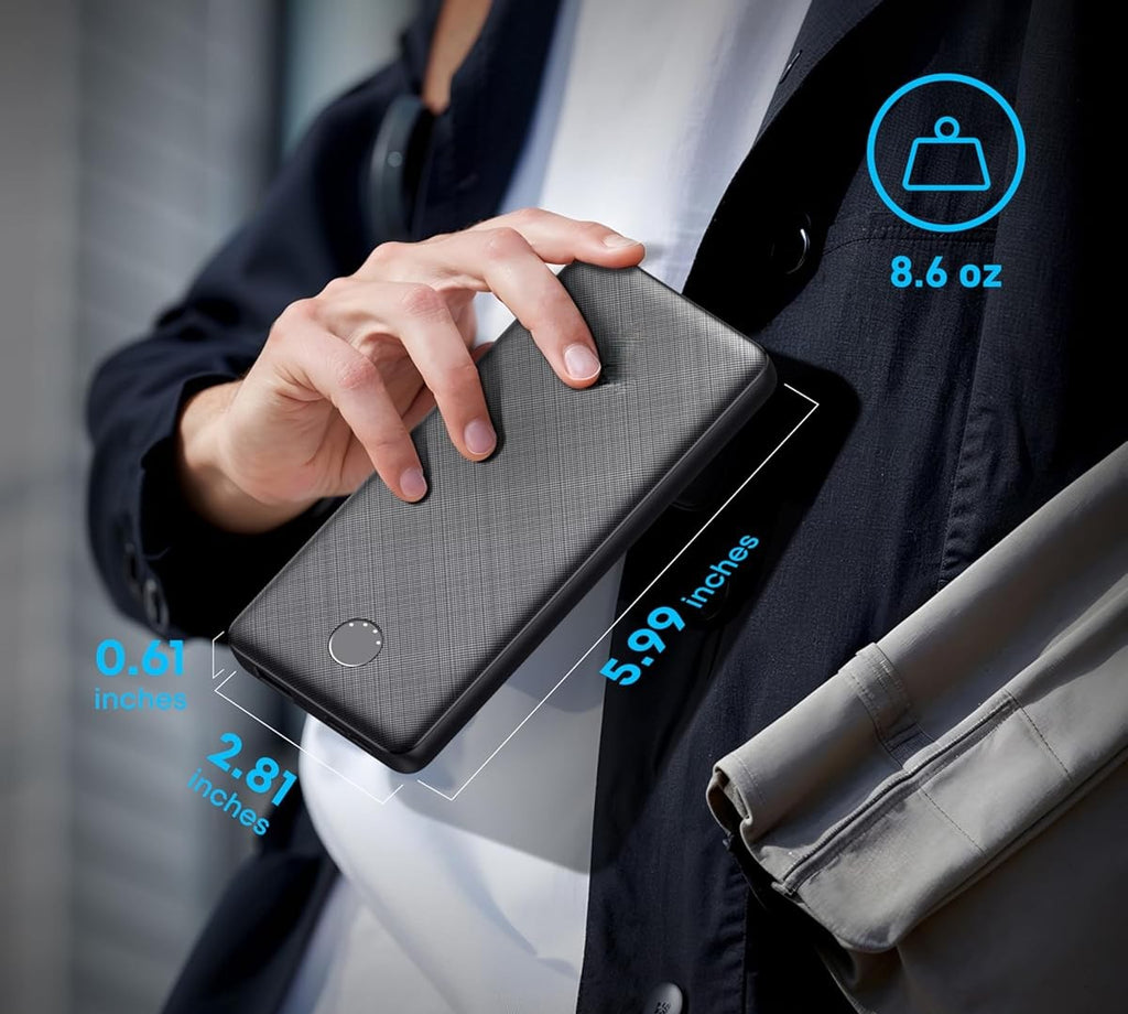 Power Bank(PowerCore 10K), Compact Travel-Ready 10,000mAh Battery Pack with PowerIQ Charging Technology, 5V/3A High-Speed Charging for iPhone, iPad,and More